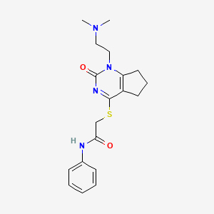 molecular formula C19H24N4O2S B2801565 2-({1-[2-(dimethylamino)ethyl]-2-oxo-1H,2H,5H,6H,7H-cyclopenta[d]pyrimidin-4-yl}sulfanyl)-N-phenylacetamide CAS No. 946324-77-2