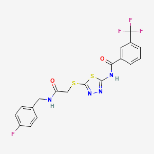 molecular formula C19H14F4N4O2S2 B2801580 N-(5-((2-((4-fluorobenzyl)amino)-2-oxoethyl)thio)-1,3,4-thiadiazol-2-yl)-3-(trifluoromethyl)benzamide CAS No. 868973-49-3