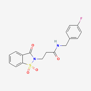 molecular formula C17H15FN2O4S B2801595 3-(1,1-dioxido-3-oxobenzo[d]isothiazol-2(3H)-yl)-N-(4-fluorobenzyl)propanamide CAS No. 899757-18-7