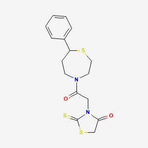 molecular formula C16H18N2O2S3 B2801620 3-[2-oxo-2-(7-phenyl-1,4-thiazepan-4-yl)ethyl]-2-sulfanylidene-1,3-thiazolidin-4-one CAS No. 1790202-03-7