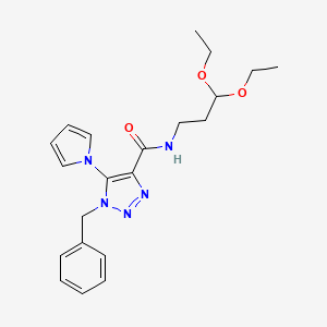 molecular formula C21H27N5O3 B2801621 1-benzyl-N-(3,3-diethoxypropyl)-5-(1H-pyrrol-1-yl)-1H-1,2,3-triazole-4-carboxamide CAS No. 1795299-61-4