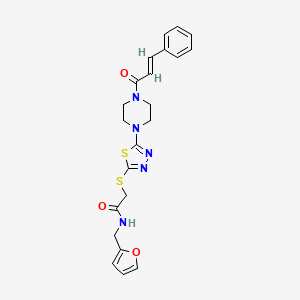molecular formula C22H23N5O3S2 B2801634 (E)-2-((5-(4-cinnamoylpiperazin-1-yl)-1,3,4-thiadiazol-2-yl)thio)-N-(furan-2-ylmethyl)acetamide CAS No. 1207061-92-4