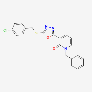 molecular formula C21H16ClN3O2S B2801644 1-benzyl-3-(5-{[(4-chlorophenyl)methyl]sulfanyl}-1,3,4-oxadiazol-2-yl)-1,2-dihydropyridin-2-one CAS No. 242472-24-8