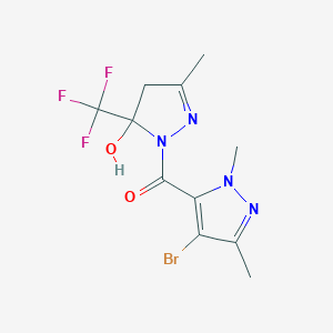 molecular formula C11H12BrF3N4O2 B280167 1-[(4-bromo-1,3-dimethyl-1H-pyrazol-5-yl)carbonyl]-3-methyl-5-(trifluoromethyl)-4,5-dihydro-1H-pyrazol-5-ol 