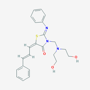 molecular formula C23H25N3O3S B028017 3-((Bis(2-hydroxyethyl)amino)methyl)-5-cinnamylidene-2-(phenylimino)-4-thiazolidinone CAS No. 104123-90-2