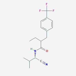 molecular formula C17H21F3N2O B2801707 N-[(1S)-1-Cyano-2-methylpropyl]-2-[[4-(trifluoromethyl)phenyl]methyl]butanamide CAS No. 2418618-64-9