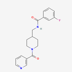 3-fluoro-N-((1-nicotinoylpiperidin-4-yl)methyl)benzamide