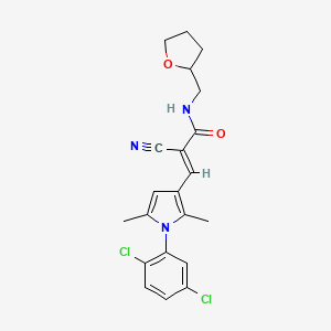 (E)-2-cyano-3-[1-(2,5-dichlorophenyl)-2,5-dimethylpyrrol-3-yl]-N-(oxolan-2-ylmethyl)prop-2-enamide