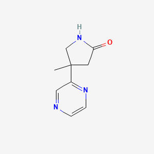 molecular formula C9H11N3O B2801729 4-Methyl-4-(pyrazin-2-yl)pyrrolidin-2-one CAS No. 1462240-28-3