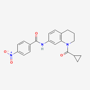 molecular formula C20H19N3O4 B2801747 N-(1-cyclopropanecarbonyl-1,2,3,4-tetrahydroquinolin-7-yl)-4-nitrobenzamide CAS No. 898439-22-0