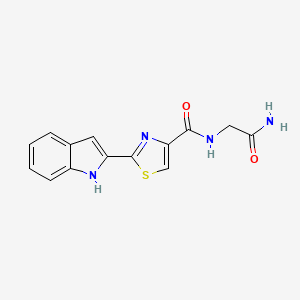molecular formula C14H12N4O2S B2801757 N-(2-amino-2-oxoethyl)-2-(1H-indol-2-yl)thiazole-4-carboxamide CAS No. 1172806-61-9