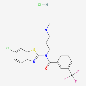 molecular formula C20H20Cl2F3N3OS B2801758 N-(6-CHLORO-1,3-BENZOTHIAZOL-2-YL)-N-[3-(DIMETHYLAMINO)PROPYL]-3-(TRIFLUOROMETHYL)BENZAMIDE HYDROCHLORIDE CAS No. 1216710-04-1