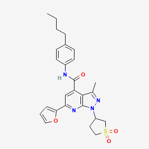 molecular formula C26H28N4O4S B2801773 N-(4-butylphenyl)-1-(1,1-dioxidotetrahydrothiophen-3-yl)-6-(furan-2-yl)-3-methyl-1H-pyrazolo[3,4-b]pyridine-4-carboxamide CAS No. 1021263-06-8