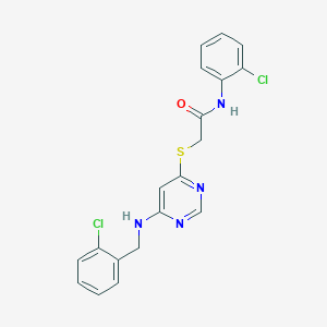 molecular formula C19H16Cl2N4OS B2801786 N-(2-chlorophenyl)-2-[(6-{[(2-chlorophenyl)methyl]amino}pyrimidin-4-yl)sulfanyl]acetamide CAS No. 1251550-70-5