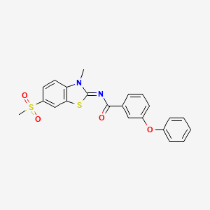 molecular formula C22H18N2O4S2 B2801789 N-[(2Z)-6-methanesulfonyl-3-methyl-2,3-dihydro-1,3-benzothiazol-2-ylidene]-3-phenoxybenzamide CAS No. 683237-74-3