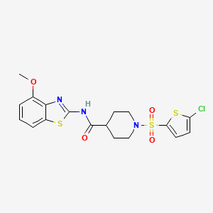molecular formula C18H18ClN3O4S3 B2801799 1-((5-氯噻吩-2-基)磺酰)-N-(4-甲氧基苯并[d]噻唑-2-基)哌啶-4-甲酸酰胺 CAS No. 941941-76-0