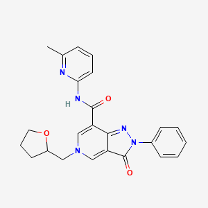 molecular formula C24H23N5O3 B2801803 N-(6-methylpyridin-2-yl)-3-oxo-2-phenyl-5-((tetrahydrofuran-2-yl)methyl)-3,5-dihydro-2H-pyrazolo[4,3-c]pyridine-7-carboxamide CAS No. 921508-06-7