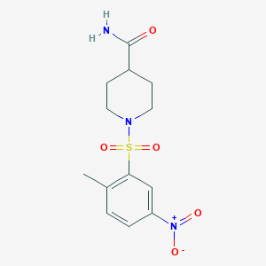 molecular formula C13H17N3O5S B2801815 1-[(2-甲基-5-硝基苯基)磺酰]哌啶-4-甲酰胺 CAS No. 946201-24-7