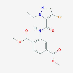 molecular formula C16H16BrN3O5 B280183 dimethyl 2-{[(4-bromo-1-ethyl-1H-pyrazol-5-yl)carbonyl]amino}terephthalate 