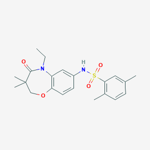 molecular formula C21H26N2O4S B2801830 N-(5-ethyl-3,3-dimethyl-4-oxo-2,3,4,5-tetrahydrobenzo[b][1,4]oxazepin-7-yl)-2,5-dimethylbenzenesulfonamide CAS No. 922023-98-1
