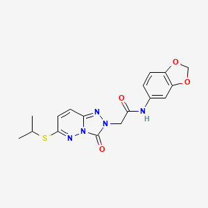 molecular formula C17H17N5O4S B2801838 N-(2H-1,3-benzodioxol-5-yl)-2-[3-oxo-6-(propan-2-ylsulfanyl)-2H,3H-[1,2,4]triazolo[4,3-b]pyridazin-2-yl]acetamide CAS No. 1040652-12-7