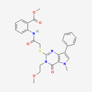 methyl 2-(2-((3-(2-methoxyethyl)-5-methyl-4-oxo-7-phenyl-4,5-dihydro-3H-pyrrolo[3,2-d]pyrimidin-2-yl)thio)acetamido)benzoate