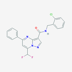 molecular formula C21H15ClF2N4O B280187 N-(2-chlorobenzyl)-7-(difluoromethyl)-5-phenylpyrazolo[1,5-a]pyrimidine-3-carboxamide 