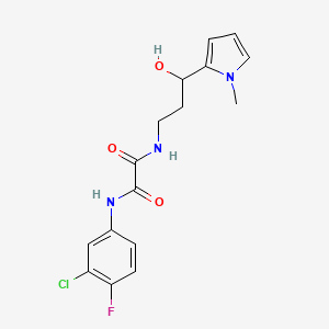 molecular formula C16H17ClFN3O3 B2801882 N'-(3-chloro-4-fluorophenyl)-N-[3-hydroxy-3-(1-methyl-1H-pyrrol-2-yl)propyl]ethanediamide CAS No. 1798530-22-9