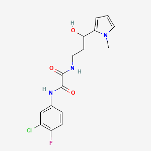 molecular formula C16H17ClFN3O3 B2801882 N1-(3-chloro-4-fluorophenyl)-N2-(3-hydroxy-3-(1-methyl-1H-pyrrol-2-yl)propyl)oxalamide CAS No. 1798530-22-9