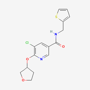 molecular formula C15H15ClN2O3S B2801889 5-chloro-6-((tetrahydrofuran-3-yl)oxy)-N-(thiophen-2-ylmethyl)nicotinamide CAS No. 1903086-47-4