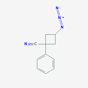 molecular formula C11H10N4 B2801897 3-Azido-1-phenylcyclobutane-1-carbonitrile CAS No. 2137144-71-7