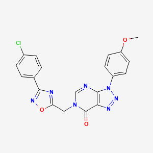 molecular formula C20H14ClN7O3 B2801916 6-((3-(4-chlorophenyl)-1,2,4-oxadiazol-5-yl)methyl)-3-(4-methoxyphenyl)-3H-[1,2,3]triazolo[4,5-d]pyrimidin-7(6H)-one CAS No. 1207003-76-6