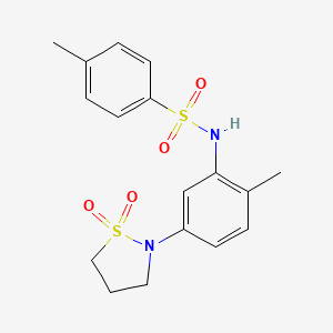 molecular formula C17H20N2O4S2 B2801938 N-(5-(1,1-dioxidoisothiazolidin-2-yl)-2-methylphenyl)-4-methylbenzenesulfonamide CAS No. 946338-03-0