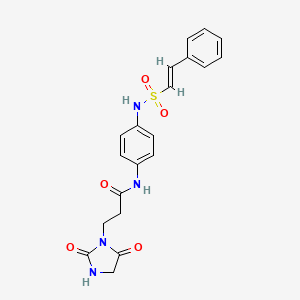 molecular formula C20H20N4O5S B2801946 3-(2,5-dioxoimidazolidin-1-yl)-N-[4-[[(E)-2-phenylethenyl]sulfonylamino]phenyl]propanamide CAS No. 1181467-29-7
