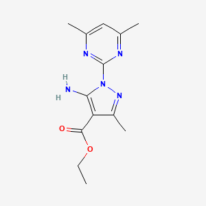molecular formula C13H17N5O2 B2801958 ethyl 5-amino-1-(4,6-dimethylpyrimidin-2-yl)-3-methyl-1H-pyrazole-4-carboxylate CAS No. 955568-16-8
