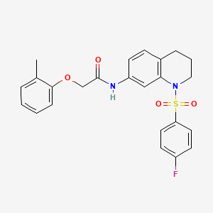 molecular formula C24H23FN2O4S B2801962 N-[1-(4-fluorobenzenesulfonyl)-1,2,3,4-tetrahydroquinolin-7-yl]-2-(2-methylphenoxy)acetamide CAS No. 1005300-34-4