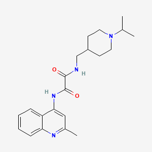 molecular formula C21H28N4O2 B2801966 N1-((1-isopropylpiperidin-4-yl)methyl)-N2-(2-methylquinolin-4-yl)oxalamide CAS No. 946291-34-5