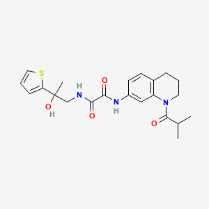 molecular formula C22H27N3O4S B2801974 N-[2-hydroxy-2-(thiophen-2-yl)propyl]-N'-[1-(2-methylpropanoyl)-1,2,3,4-tetrahydroquinolin-7-yl]ethanediamide CAS No. 1396747-63-9