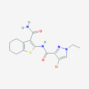 molecular formula C15H17BrN4O2S B280198 N~3~-[3-(AMINOCARBONYL)-4,5,6,7-TETRAHYDRO-1-BENZOTHIOPHEN-2-YL]-4-BROMO-1-ETHYL-1H-PYRAZOLE-3-CARBOXAMIDE 