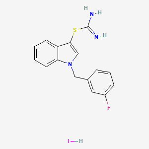 molecular formula C16H15FIN3S B2801986 1-(3-Fluorobenzyl)-1H-indol-3-yl imidothiocarbamate hydroiodide CAS No. 1049784-93-1