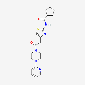 molecular formula C20H25N5O2S B2802011 N-(4-(2-oxo-2-(4-(pyridin-2-yl)piperazin-1-yl)ethyl)thiazol-2-yl)cyclopentanecarboxamide CAS No. 1207032-20-9
