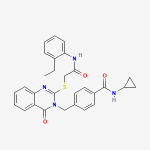 molecular formula C29H28N4O3S B2802033 N-cyclopropyl-4-{[2-({[(2-ethylphenyl)carbamoyl]methyl}sulfanyl)-4-oxo-3,4-dihydroquinazolin-3-yl]methyl}benzamide CAS No. 1115360-33-2