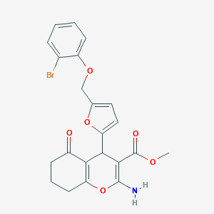 molecular formula C22H20BrNO6 B280204 methyl 2-amino-4-{5-[(2-bromophenoxy)methyl]-2-furyl}-5-oxo-5,6,7,8-tetrahydro-4H-chromene-3-carboxylate 