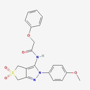 molecular formula C20H19N3O5S B2802048 N-[2-(4-methoxyphenyl)-5,5-dioxido-2,6-dihydro-4H-thieno[3,4-c]pyrazol-3-yl]-2-phenoxyacetamide CAS No. 450338-24-6