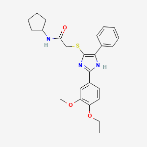 molecular formula C25H29N3O3S B2802064 N-CYCLOPENTYL-2-{[2-(4-ETHOXY-3-METHOXYPHENYL)-5-PHENYL-1H-IMIDAZOL-4-YL]SULFANYL}ACETAMIDE CAS No. 901257-96-3