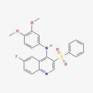 molecular formula C23H19FN2O4S B2802082 3-(benzenesulfonyl)-N-(3,4-dimethoxyphenyl)-6-fluoroquinolin-4-amine CAS No. 895643-15-9