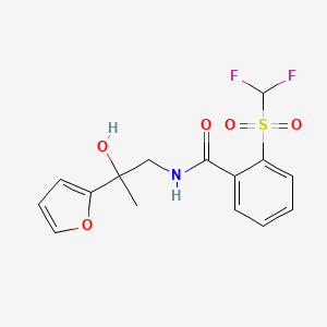 molecular formula C15H15F2NO5S B2802115 2-difluoromethanesulfonyl-N-[2-(furan-2-yl)-2-hydroxypropyl]benzamide CAS No. 1798619-12-1