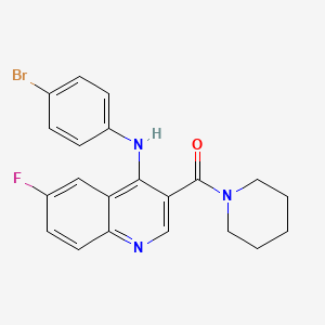 molecular formula C21H19BrFN3O B2802151 N-(4-BROMOPHENYL)-6-FLUORO-3-(PIPERIDINE-1-CARBONYL)QUINOLIN-4-AMINE CAS No. 1189942-18-4