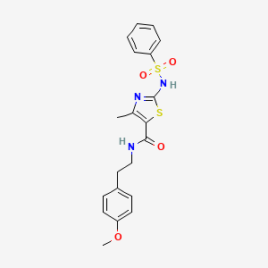 molecular formula C20H21N3O4S2 B2802152 N-(4-methoxyphenethyl)-4-methyl-2-(phenylsulfonamido)thiazole-5-carboxamide CAS No. 941925-51-5