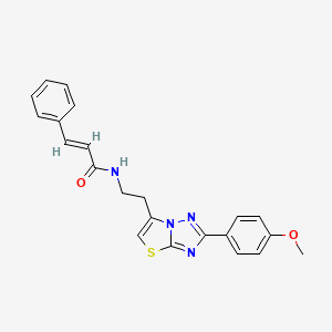 molecular formula C22H20N4O2S B2802158 N-(2-(2-(4-methoxyphenyl)thiazolo[3,2-b][1,2,4]triazol-6-yl)ethyl)cinnamamide CAS No. 894029-54-0